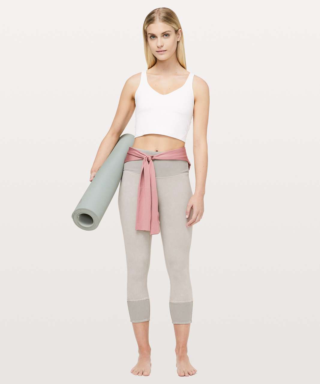 Lululemon Wunder Under Crop 23" *Ribbed - Washed French Clay