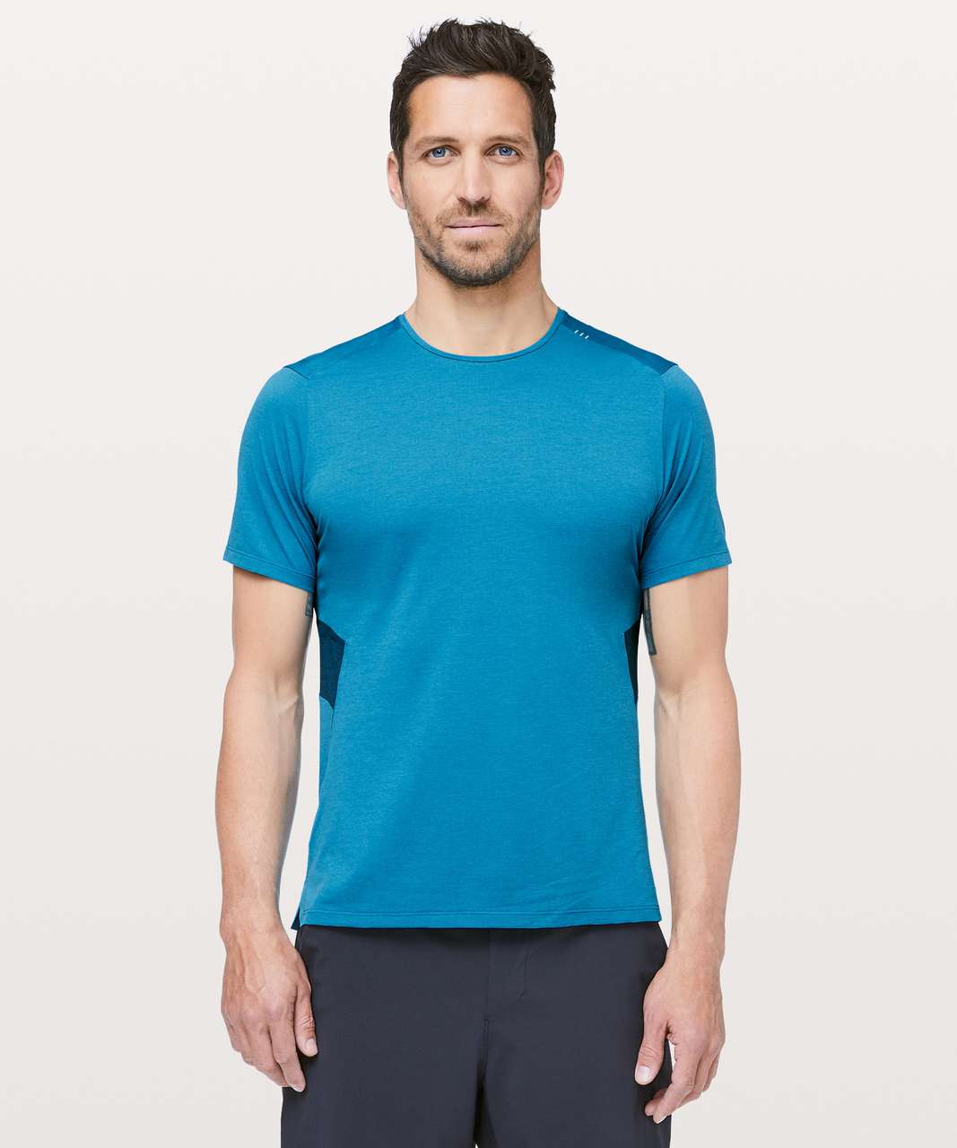 Lululemon Fast & Free Short Sleeve - Heathered Vivid Aqua / Deep Marine ...