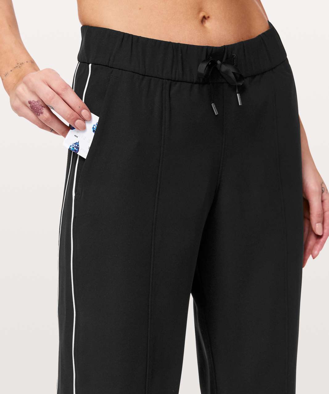 Lululemon On the Right Track Pant - Black / Light Ivory - lulu fanatics