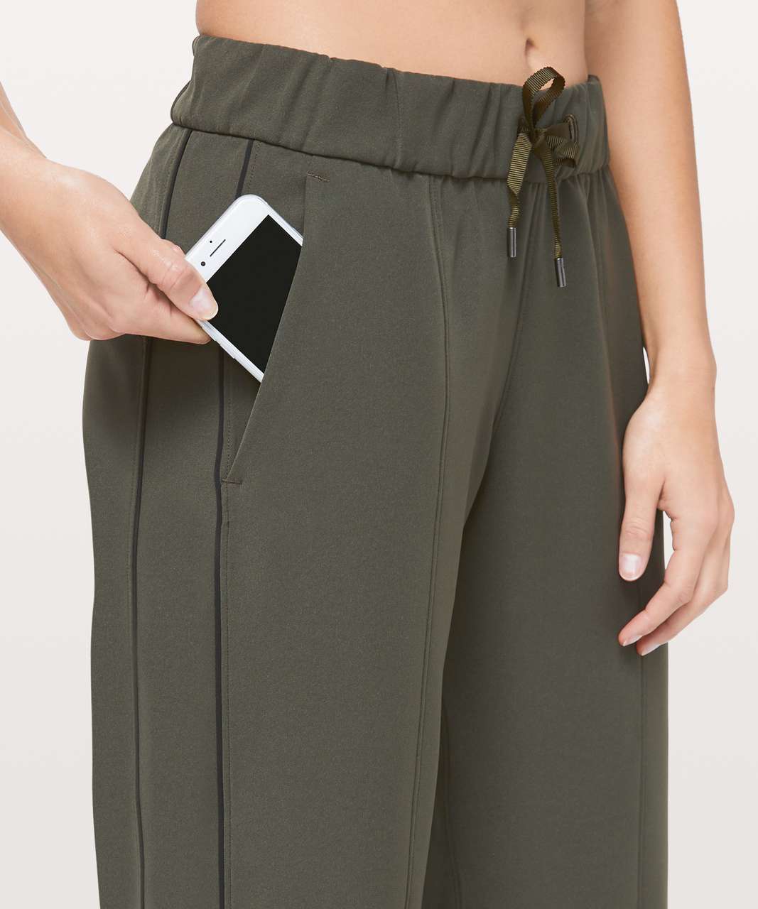 Lululemon On the Right Track Pant - Dark Olive / Black - lulu fanatics