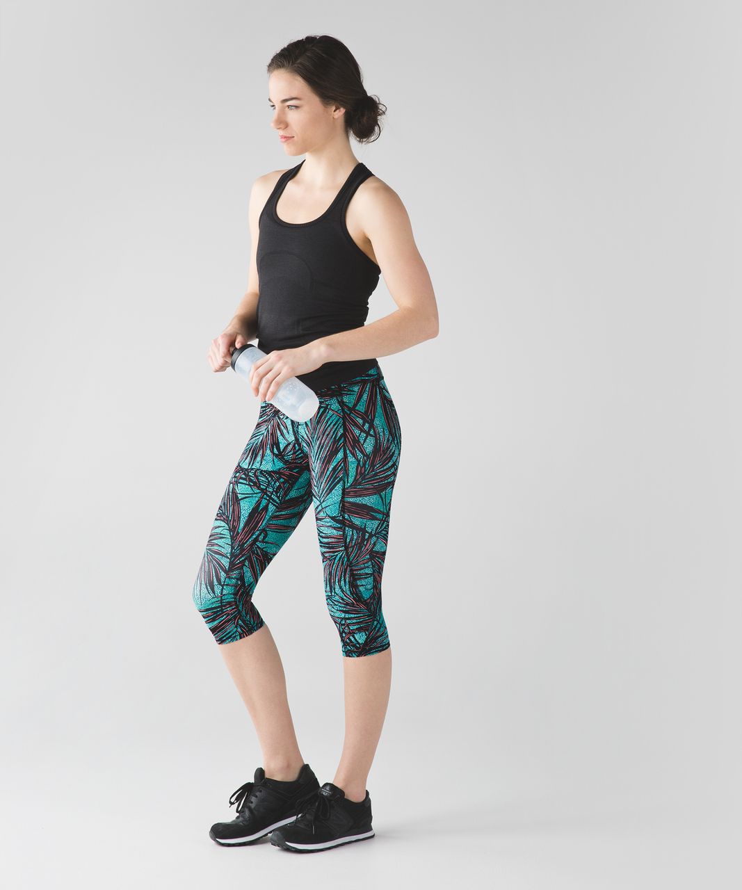 Lululemon Tight Stuff Crop - Mini Palm Lace Tofino Teal Multi