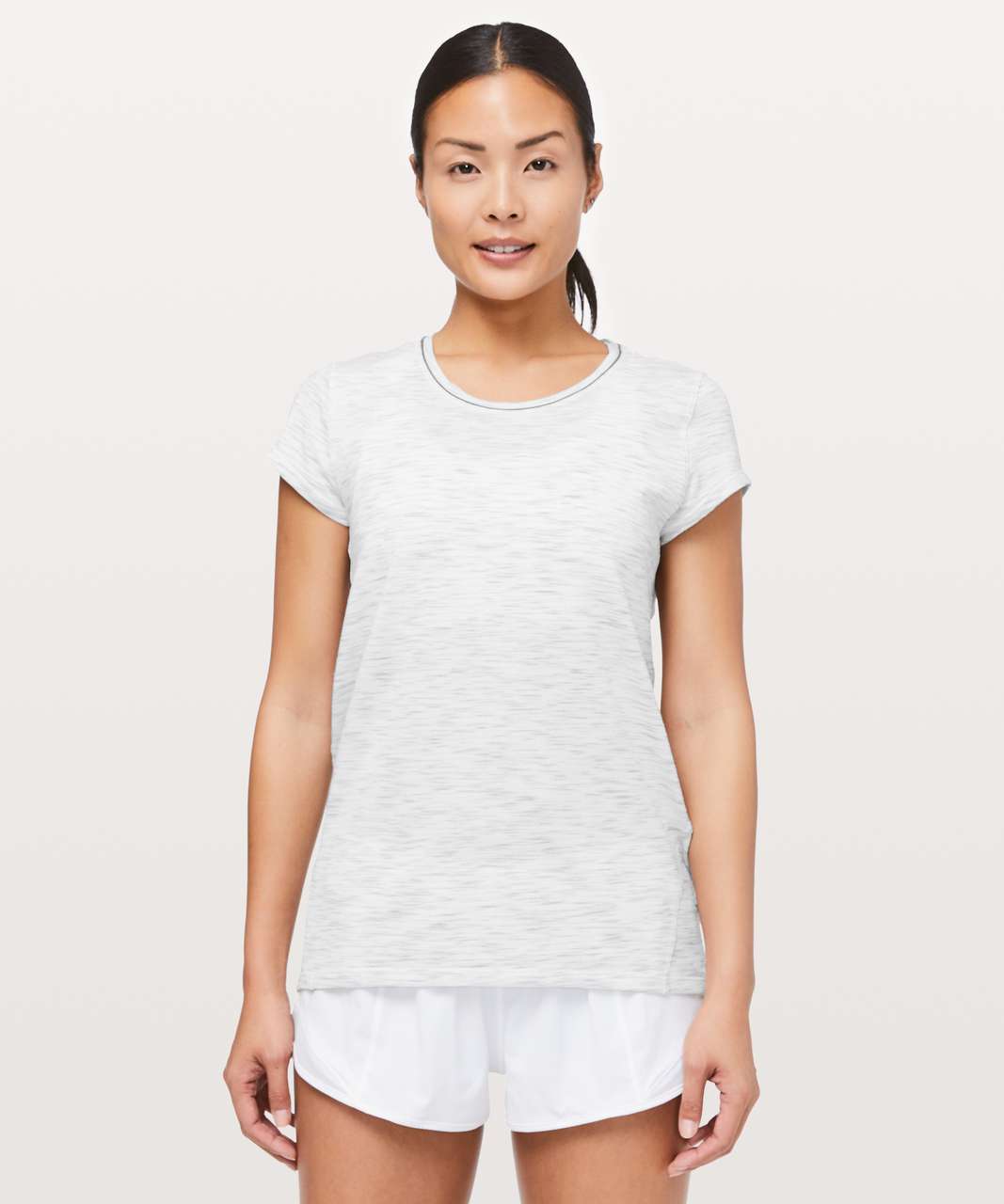 Lululemon Another Mile Short Sleeve - Tiger Space Dye Hail White