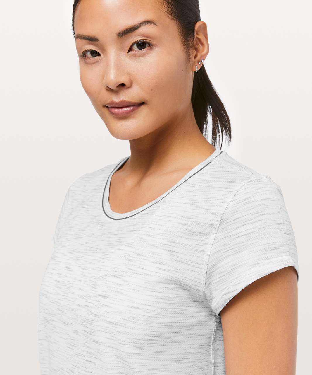 Lululemon Another Mile Short Sleeve - Tiger Space Dye Hail White