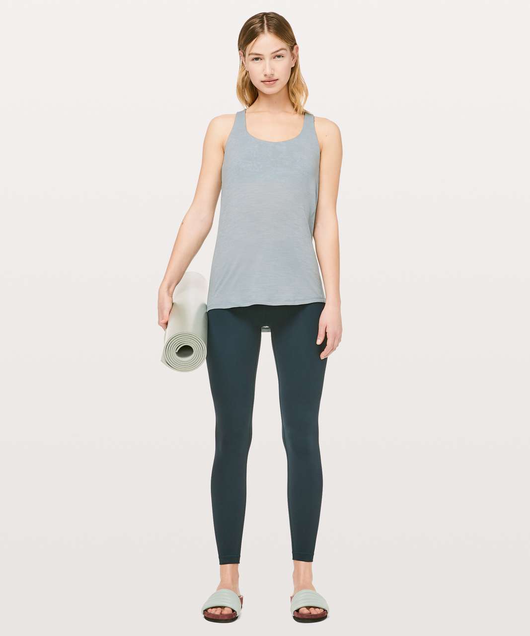 Lululemon Slay The Studio 2-In-1 Tank *Medium Support B/C Cup - Heathered Blue Cast / Counterpose Sheer Blue Multi