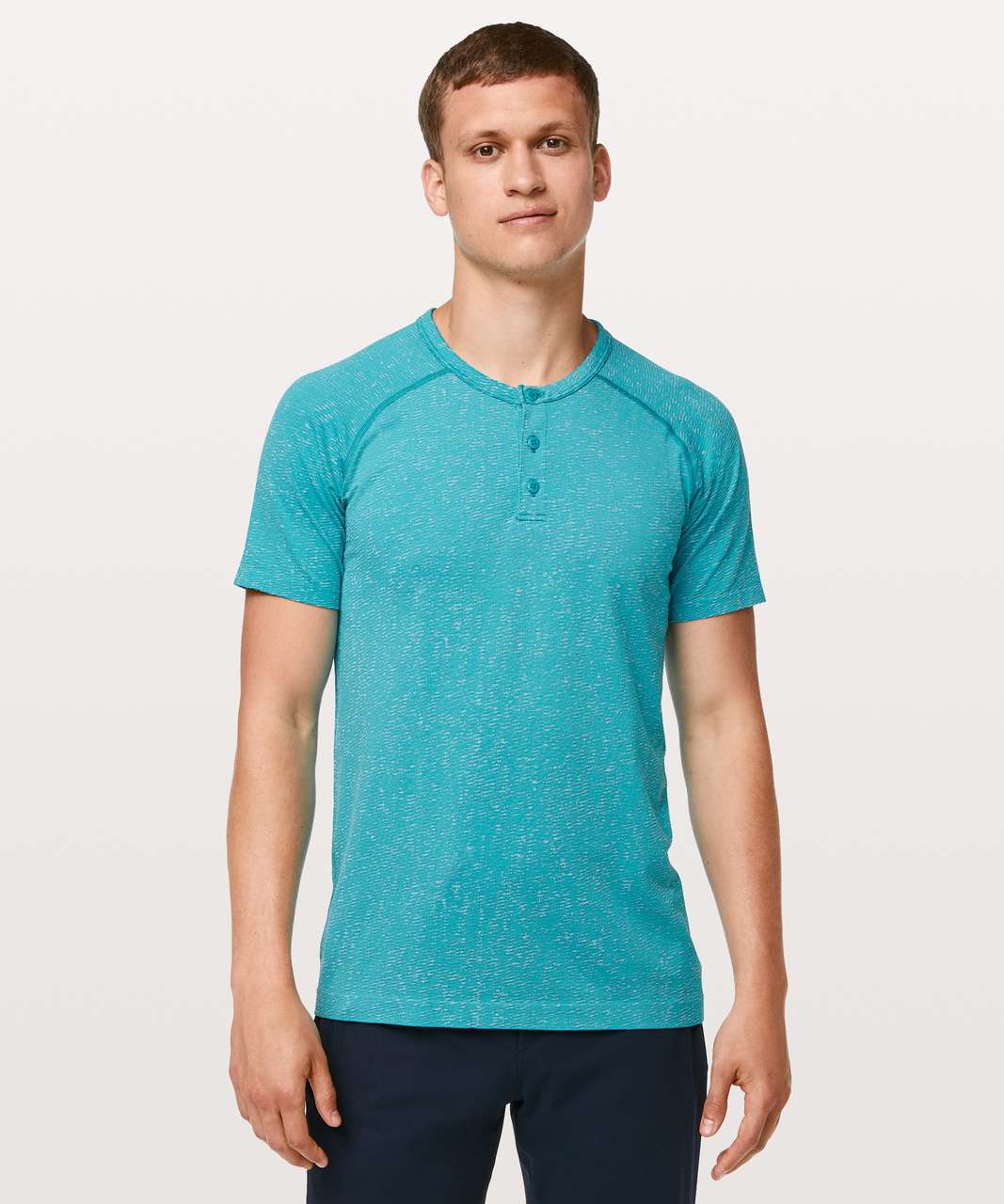 Lululemon Metal Vent Tech Short Sleeve Henley - Amazonite / White