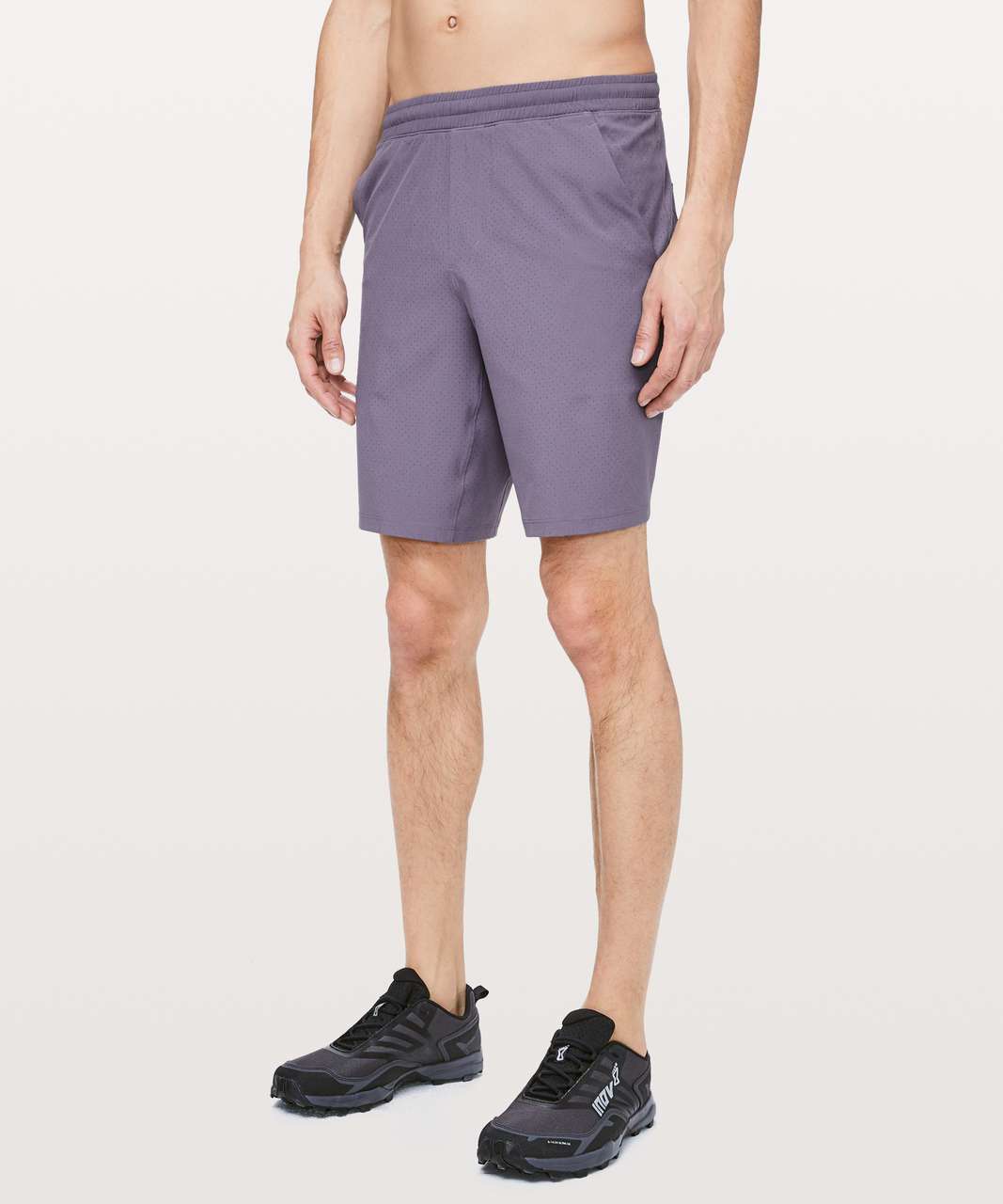 Lululemon Pace Breaker Short Linerless 9 - Heathered Texture Printed Greyt  Deep Coal (First Release) - lulu fanatics