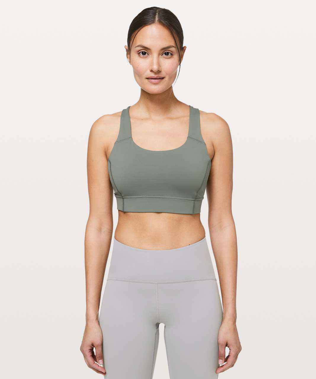 Lululemon Power Through Bra - Grey Sage - lulu fanatics