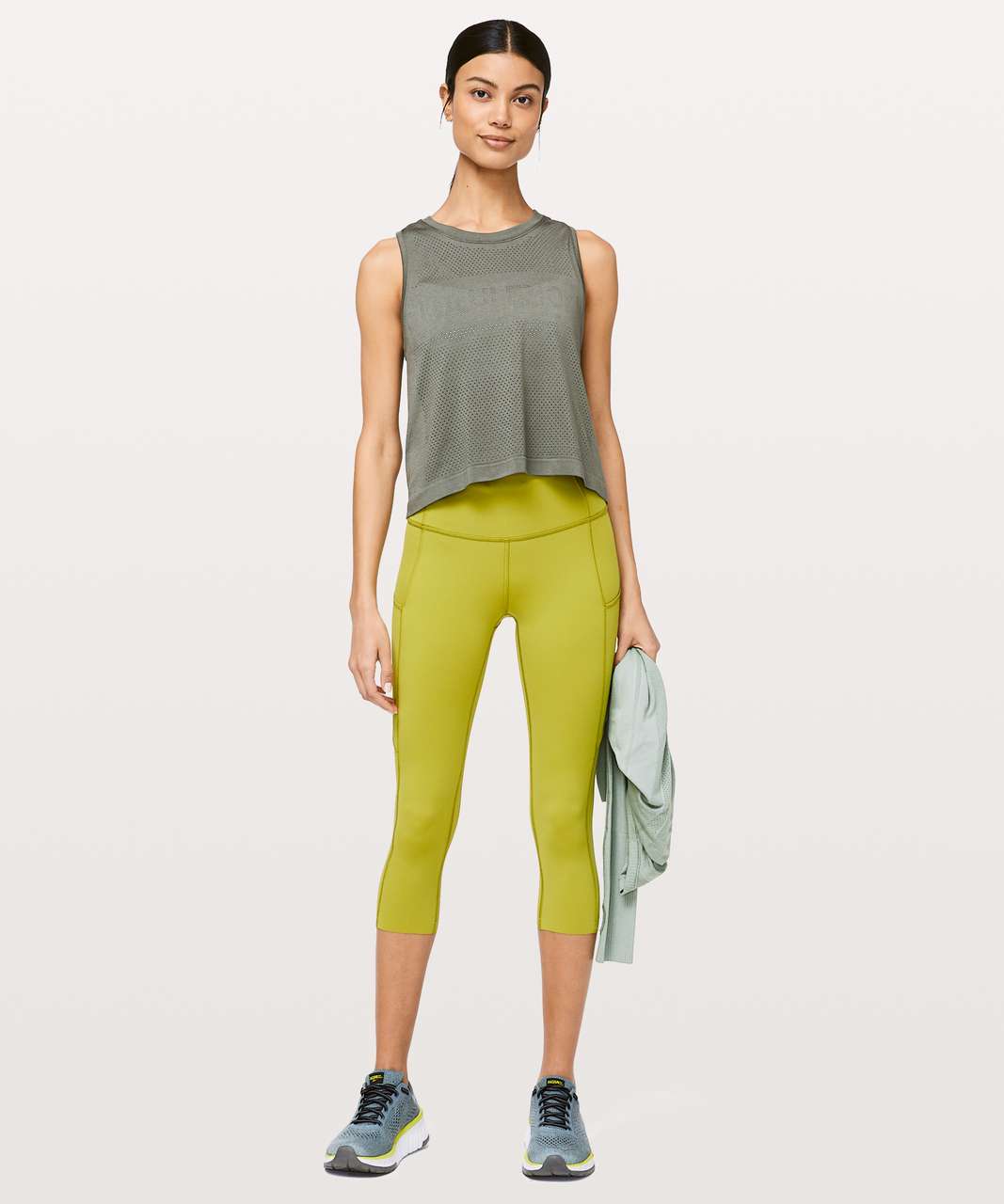 Lululemon Fast and Free Crop II 19 *Nulux - Golden Lime - lulu fanatics