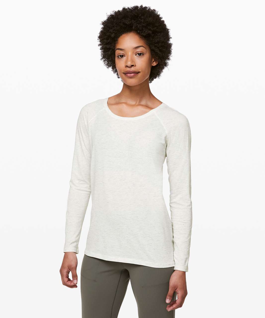 Lululemon Emerald Long Sleeve - Heathered Dove Grey - lulu fanatics