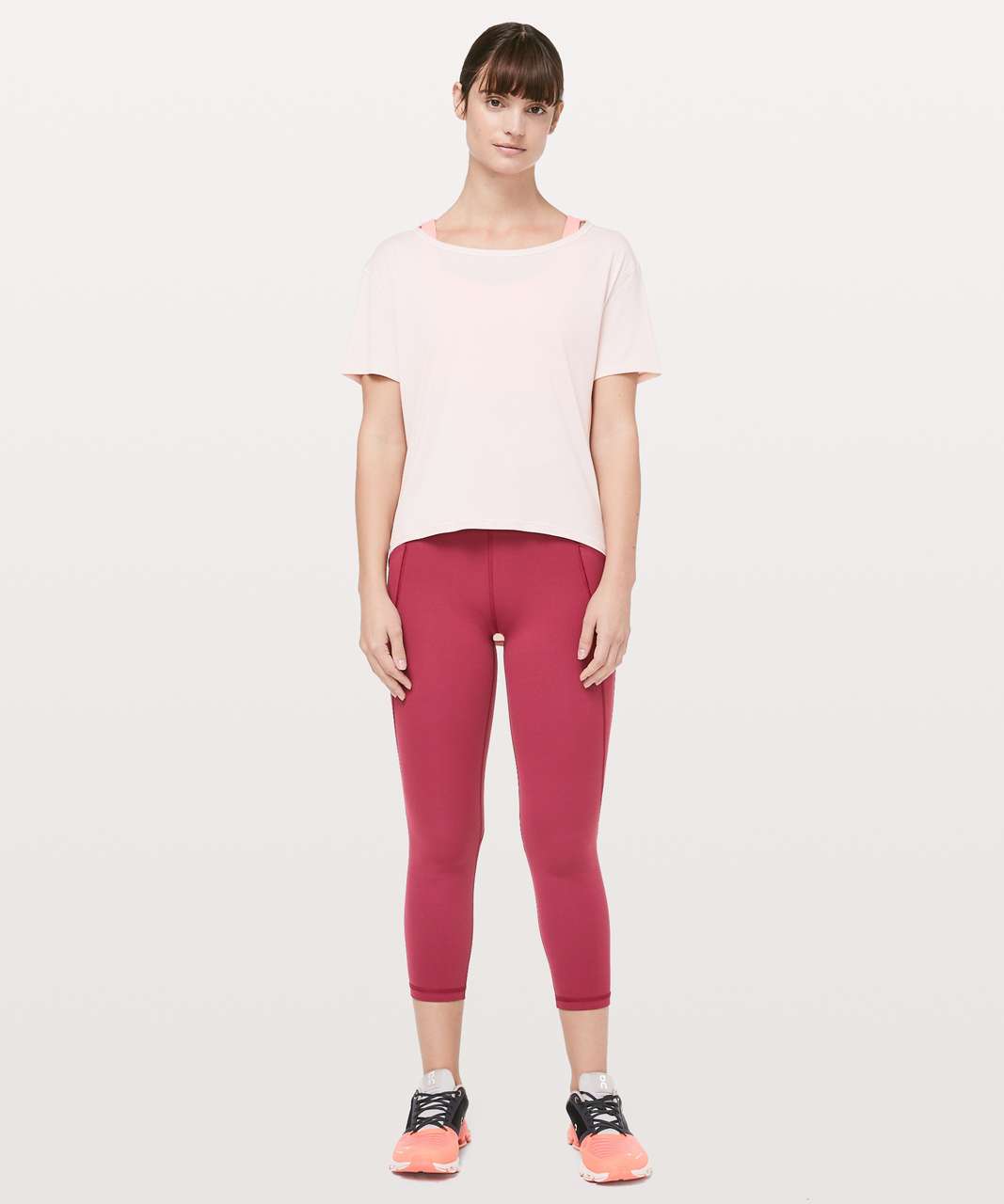 Lululemon Time To Sweat Crop 23 Leggings LIKE NEW Pink Star Ruby Size 2