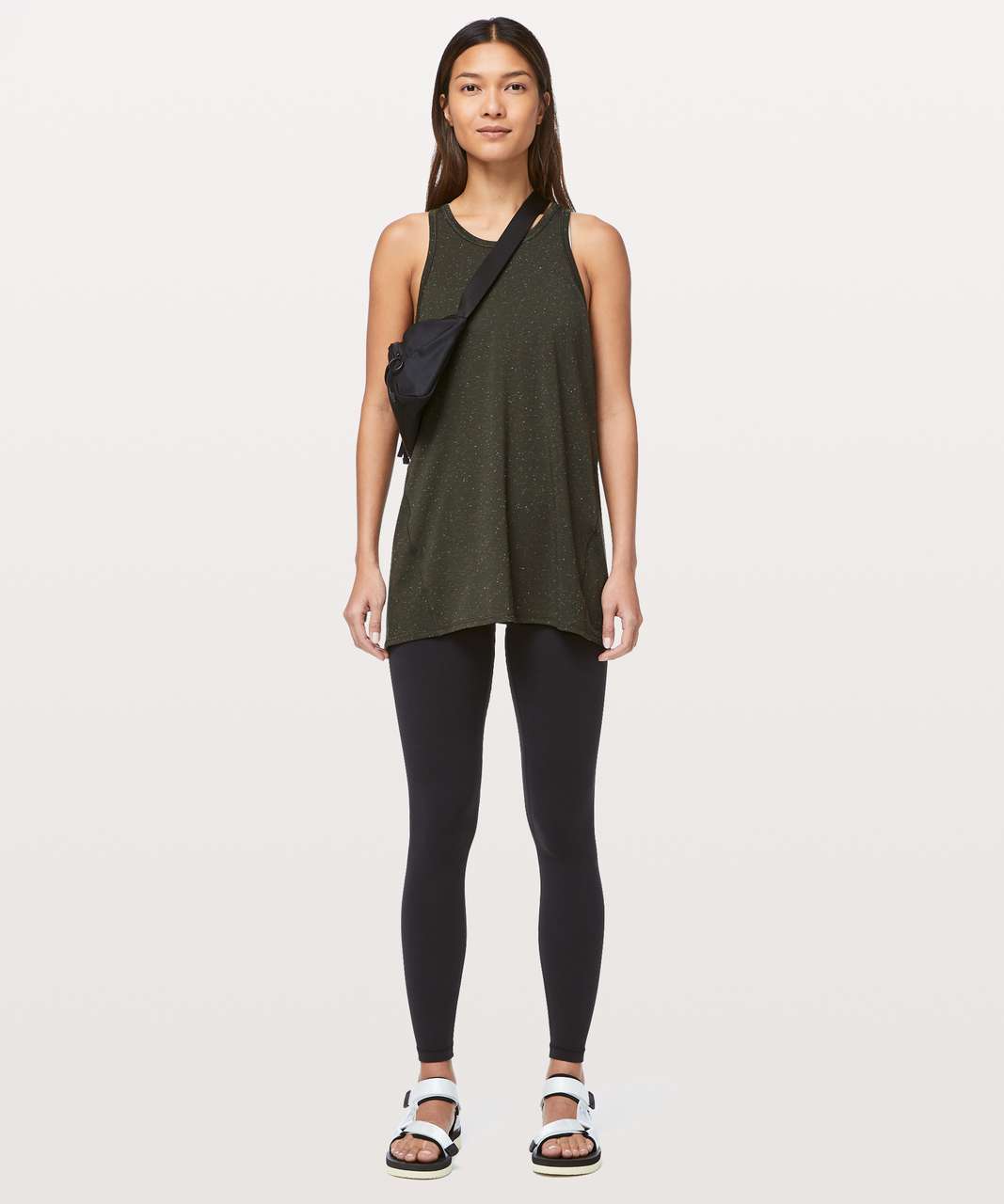 Lululemon Goal Up Tank - Dark Olive / White