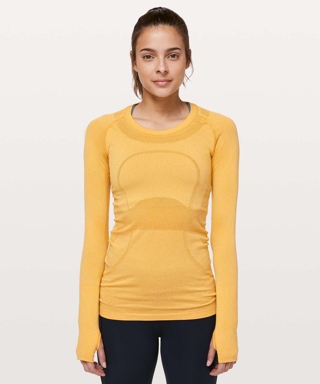 Lululemon Swiftly Tech Long Sleeve Crew - Honey Lemon / White