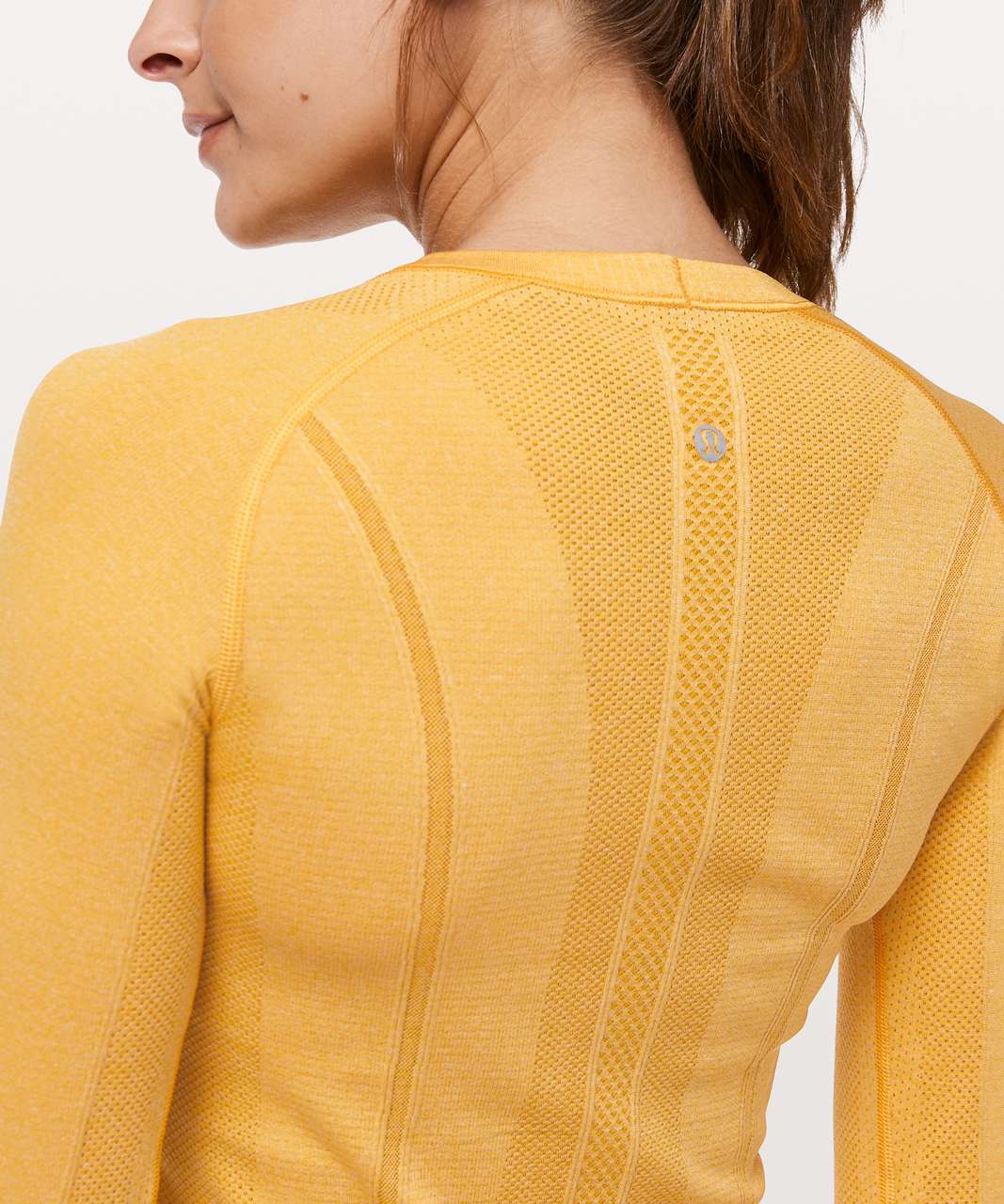 Lululemon Swiftly Tech Long Sleeve Crew - Honey Lemon / White