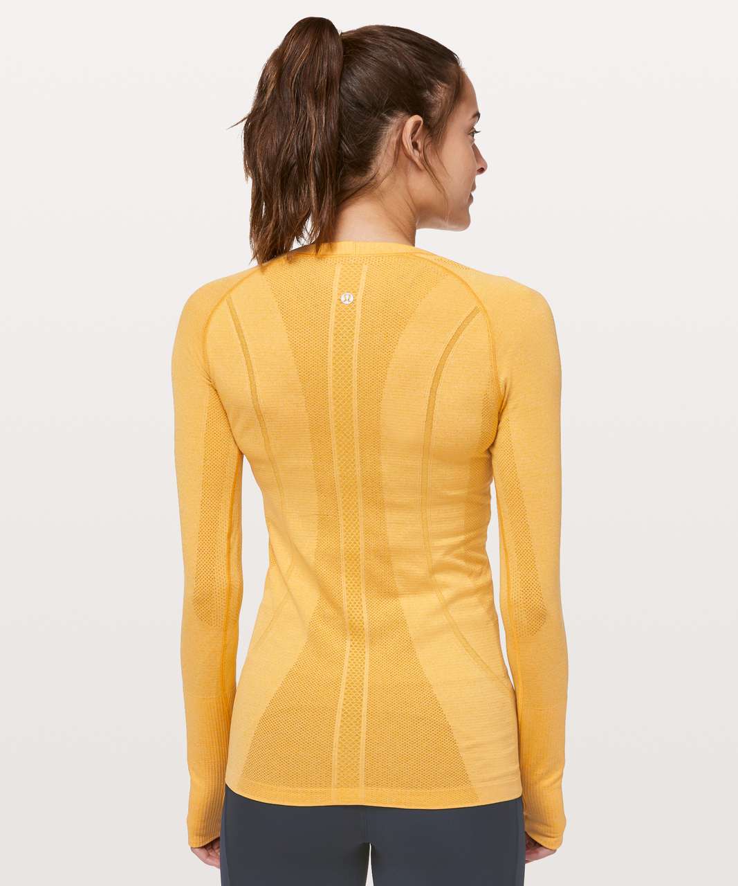 Lululemon Swiftly Tech Long Sleeve Crew - Honey Lemon / White