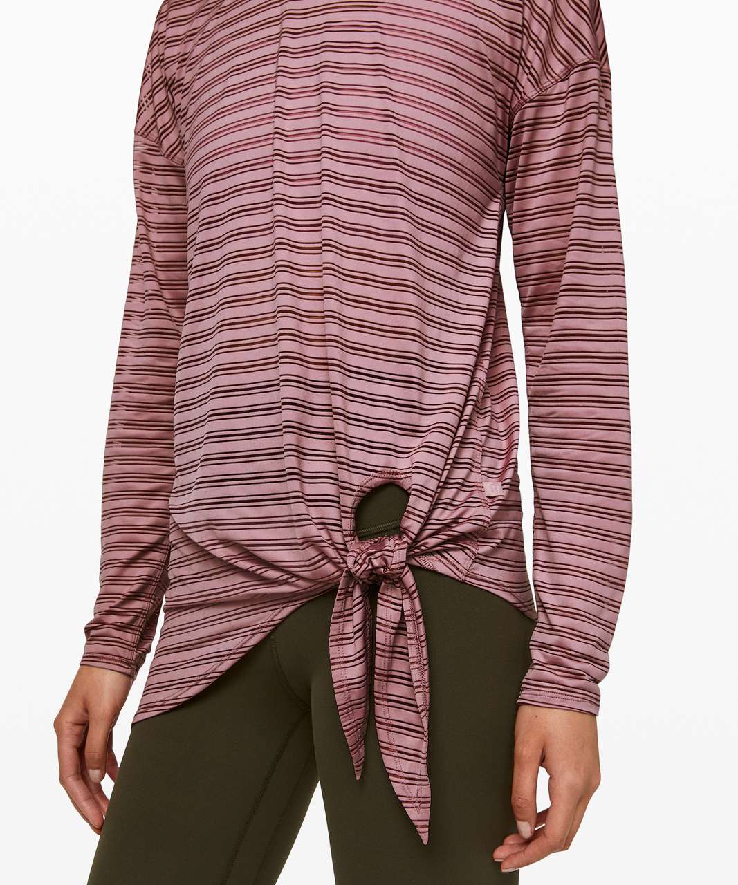 Lululemon Tie Your Practice Long Sleeve *Stripe - Vintage Mauve