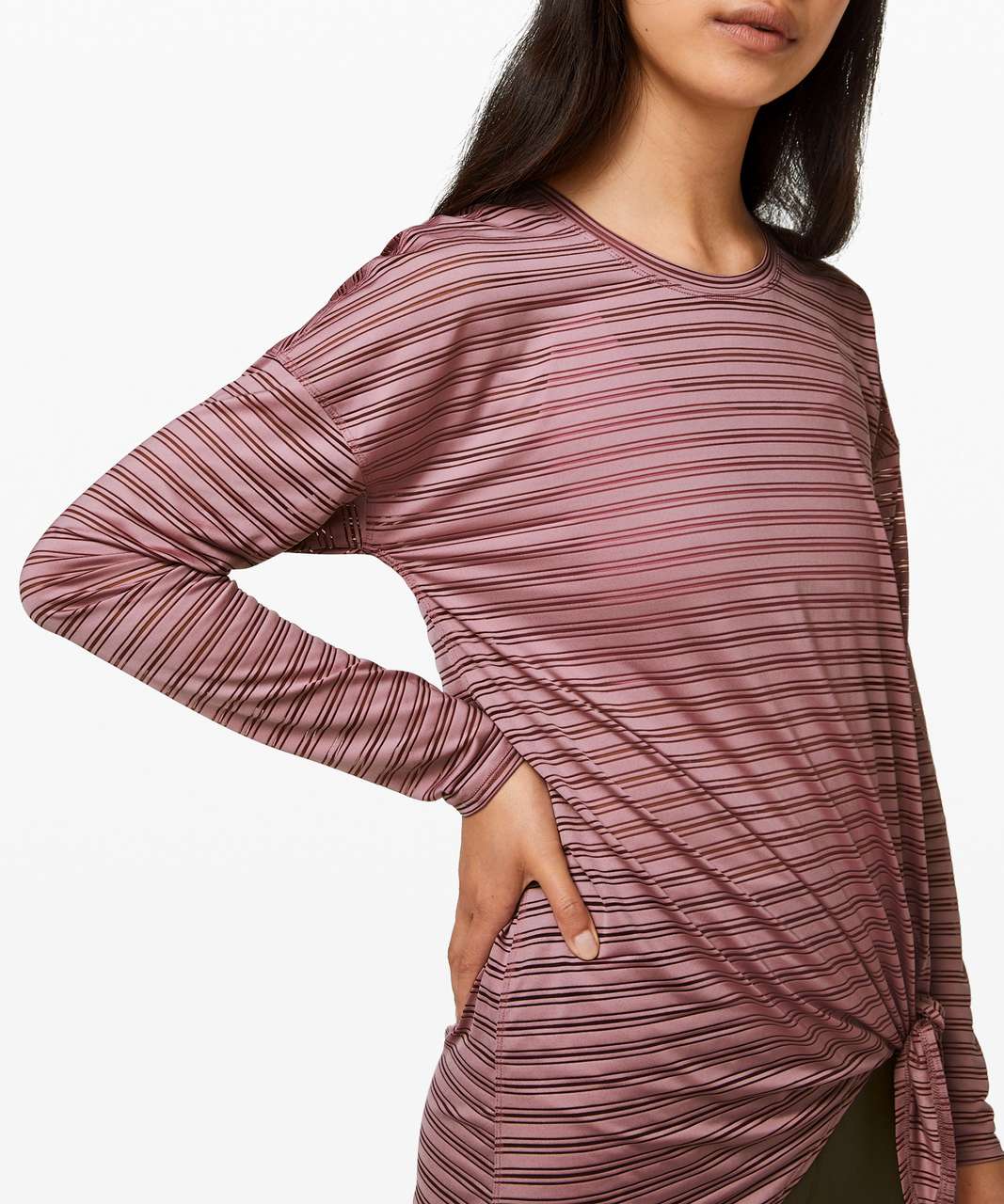 Lululemon Tie Your Practice Long Sleeve *Stripe - Vintage Mauve