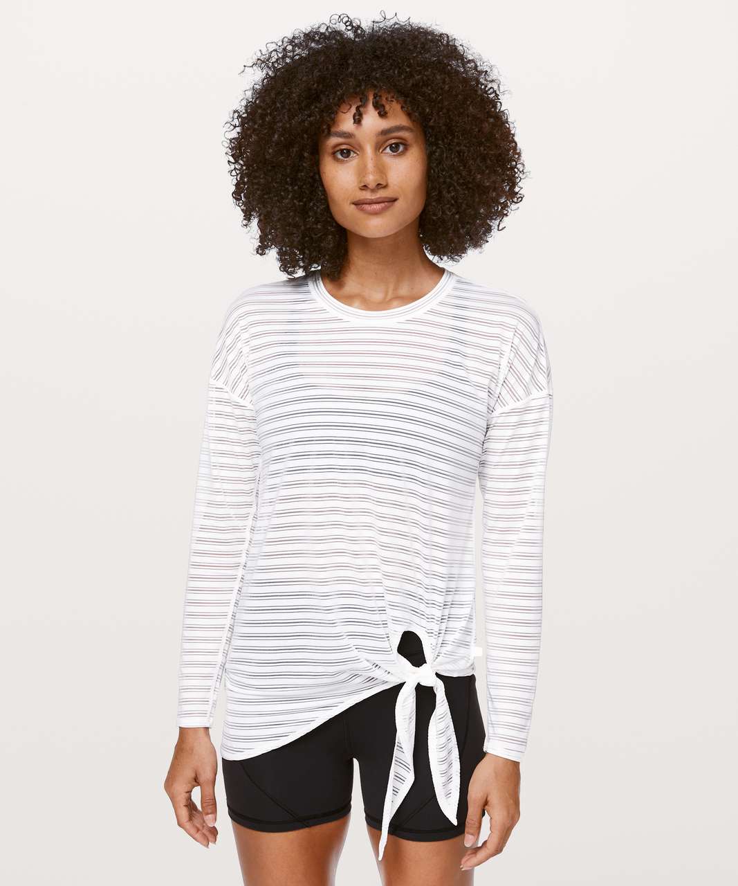 Lululemon Tie Your Practice Long Sleeve *Stripe - White