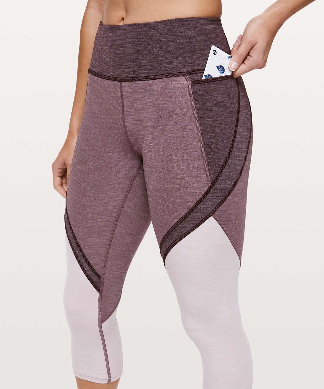 Lululemon Early Extension High-Rise Crop *21" - Heathered Plum Shadow / Heathered Antique Bark / Heathered Powdered Mauve