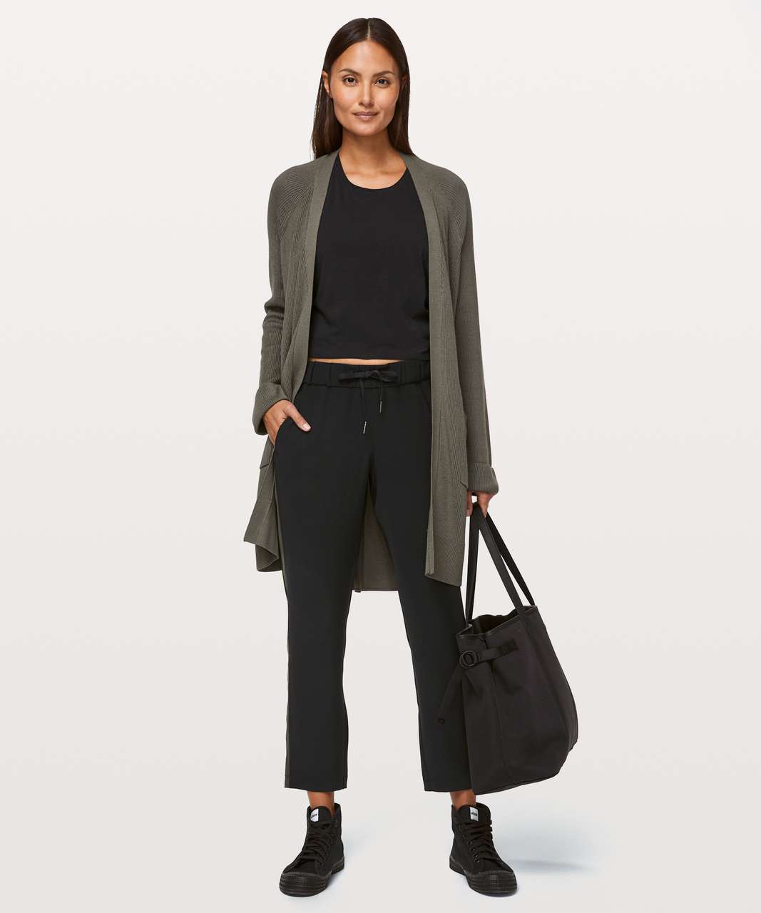 Lululemon On The Fly Pant Woven *Track Stripe - Black / Dark Olive