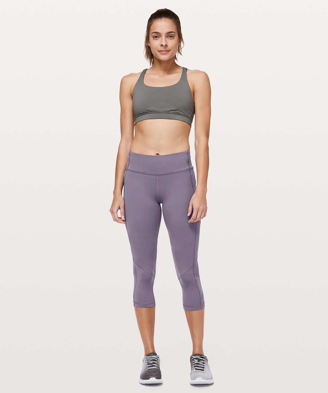 Lululemon Pace Rival Cropped Leggings Cyber Purple Stripe 23 Inseam Size:  6