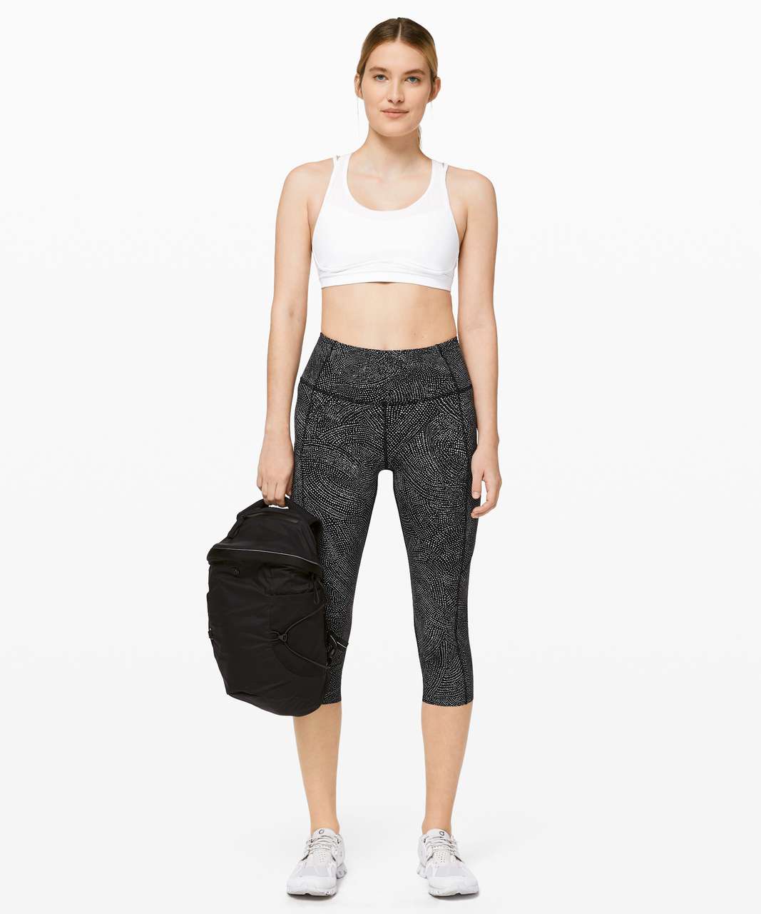 Lululemon Fast and Free Crop II 19" *Nulux - Free Spirit Ice Grey Black