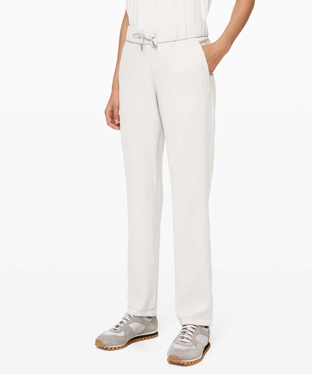 Lululemon On the Right Track Pant - Black / Light Ivory - lulu fanatics