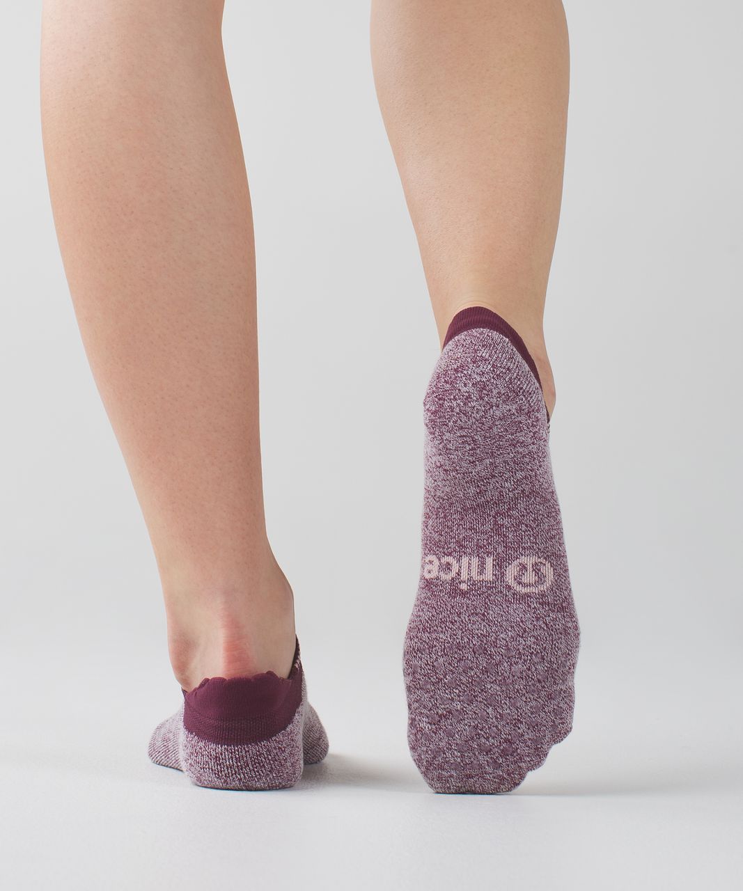 Lululemon Heels High Studio Sock - Red Grape / Minty Pink