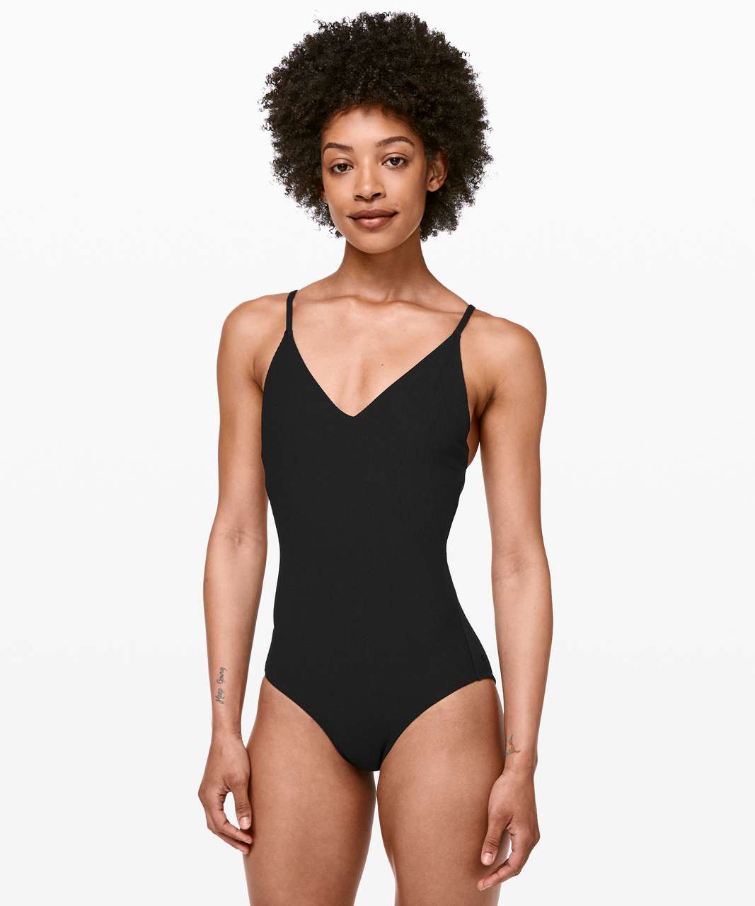 Lululemon V-Neck Ribbed One-Piece - Black - lulu fanatics