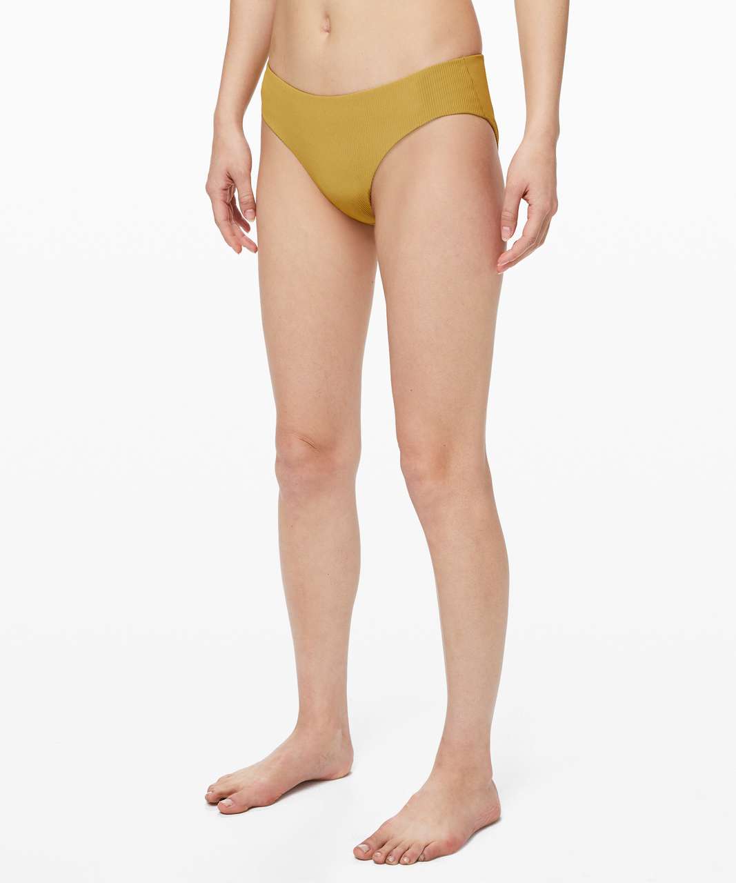 Lululemon Ribbed Mid-Rise Thong Swim Bottom - Black - lulu fanatics