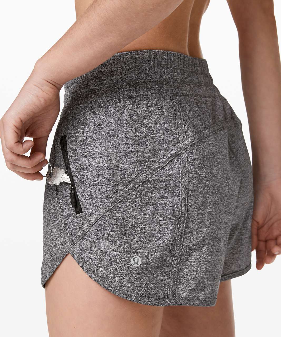 Lululemon Track That Mid-rise Lined Shorts 5 In Heather Lux Black