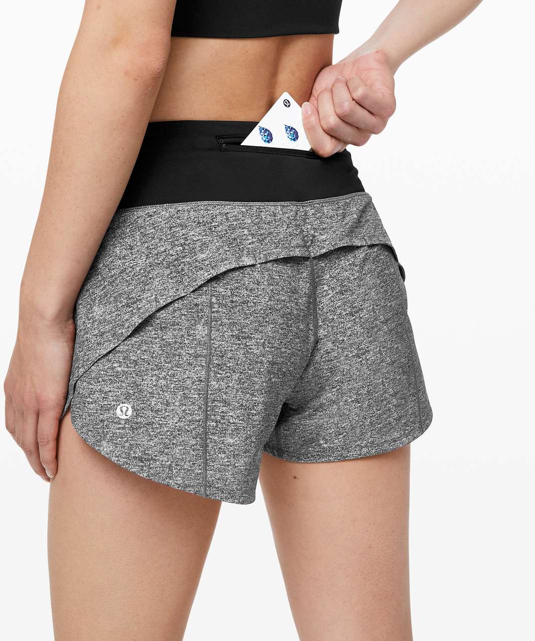Lululemon Speed Up Short Long *4" Updated Fit - Heather Lux Multi Black / Black (First Release)