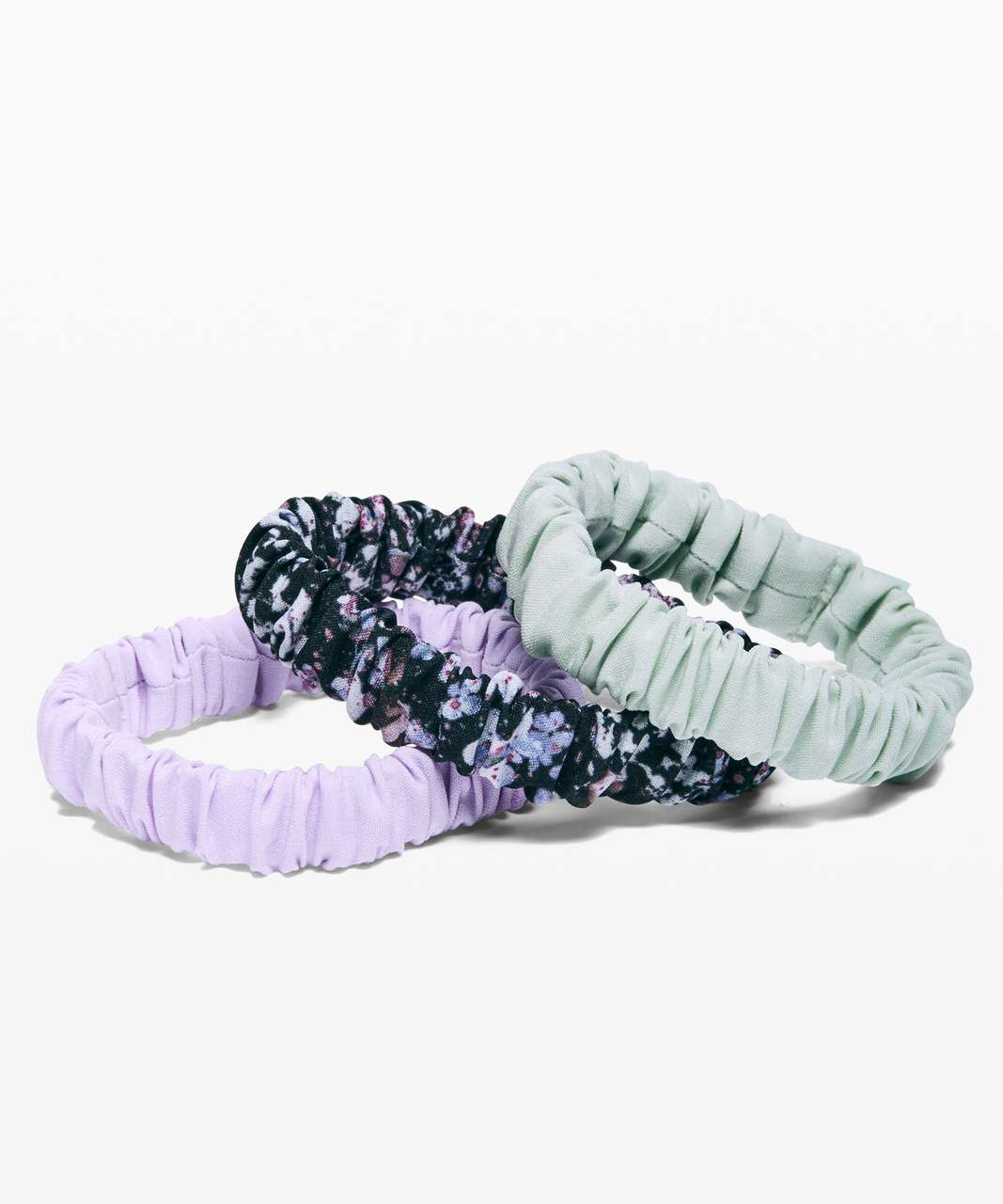 Lululemon Skinny Scrunchie 3 Pack - Floral Spritz Multi / Mystic Mint / Sheer Violet