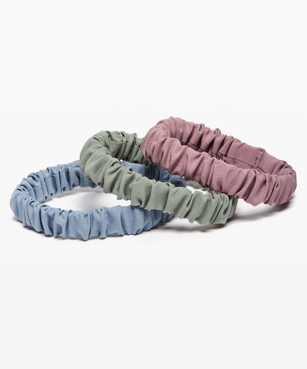 Lululemon Skinny Scrunchie 3 Pack - Chambray / Sea Moss / Vintage Mauve