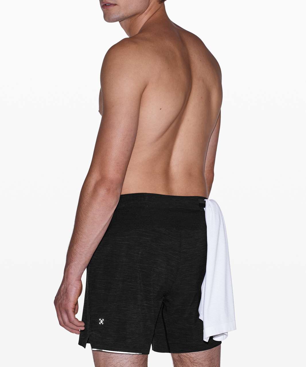 Lululemon Surge Lined Shorts 6 In Heather Allover Deep Coal Black