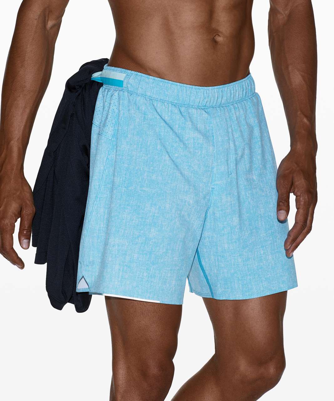 Lululemon Mens Surge Short With Liner 6” Incognito Blue Black