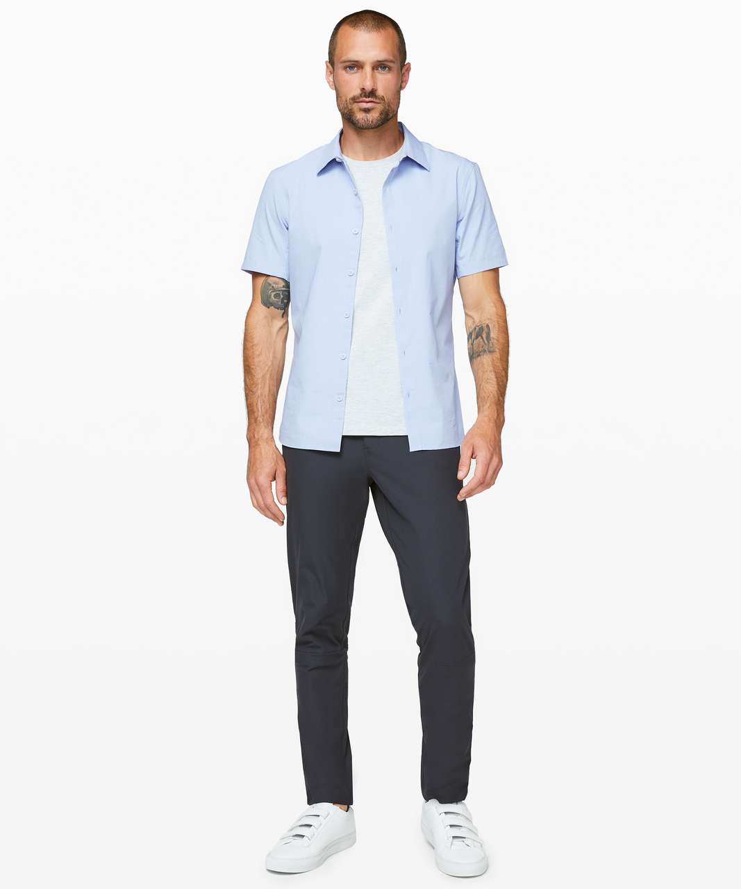 Lululemon Down to the Wire Slim Fit Short Sleeve - Heathered Oasis Blue (First Release)