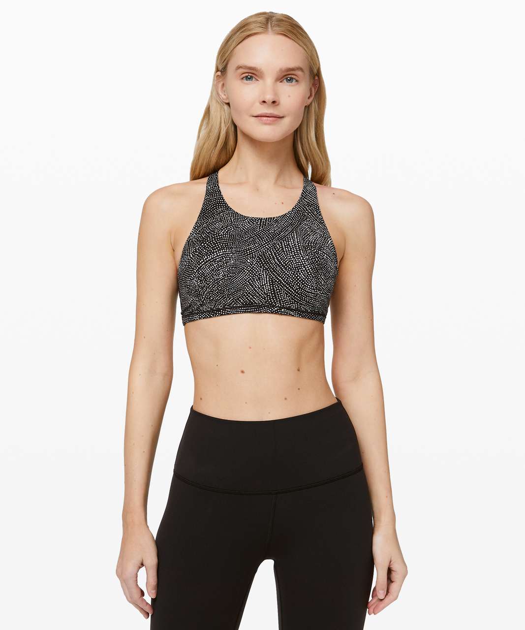 Lululemon Free To Be Bra *Wild High Neck - Free Spirit Alpine White Black