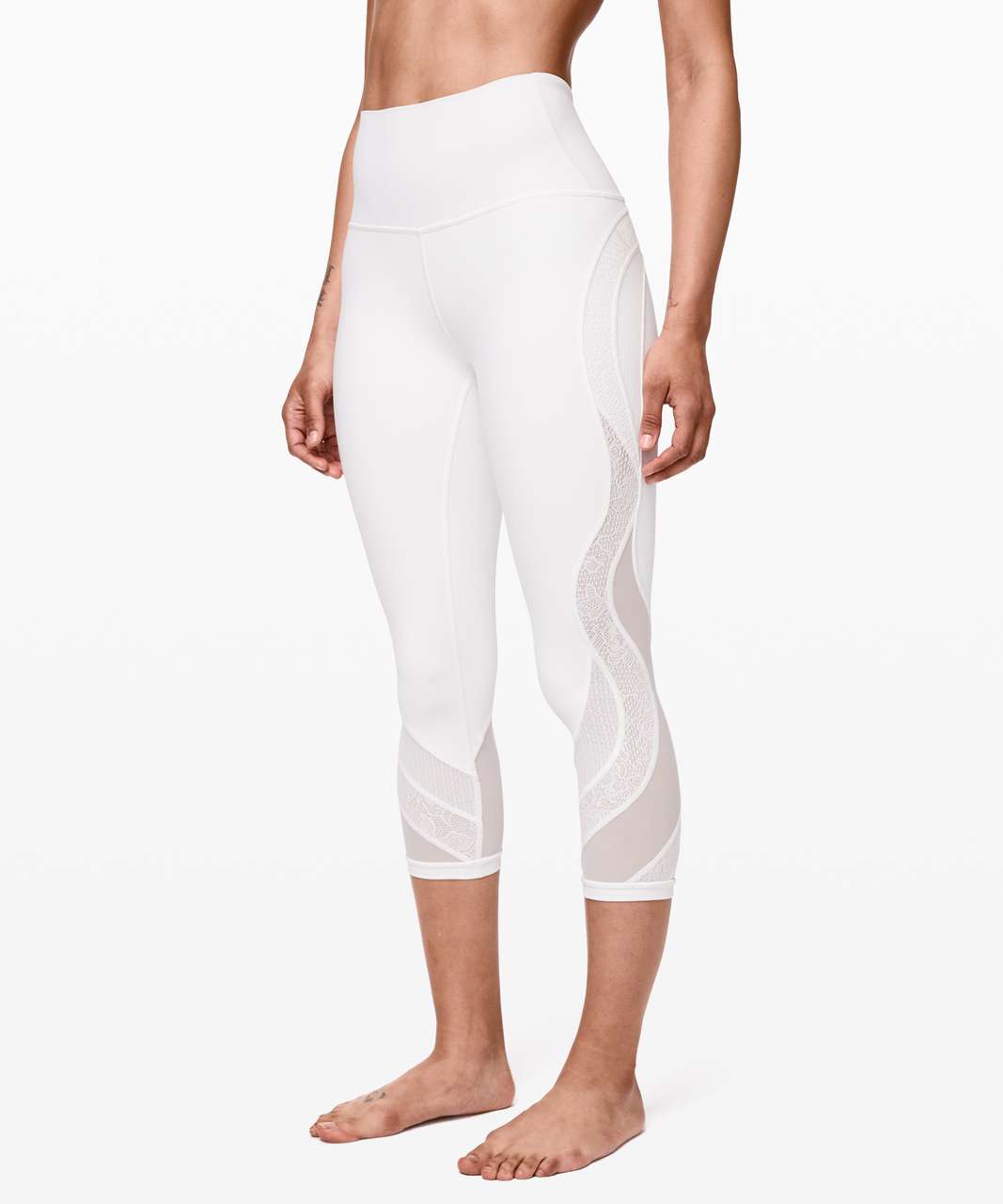 Lululemon Wunder Under Crop 21" *Lace - White