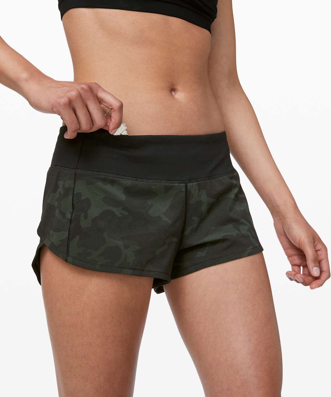 Lululemon Speed Up Short High-rise *2.5 In Incognito Camo Multi Gator Green/black