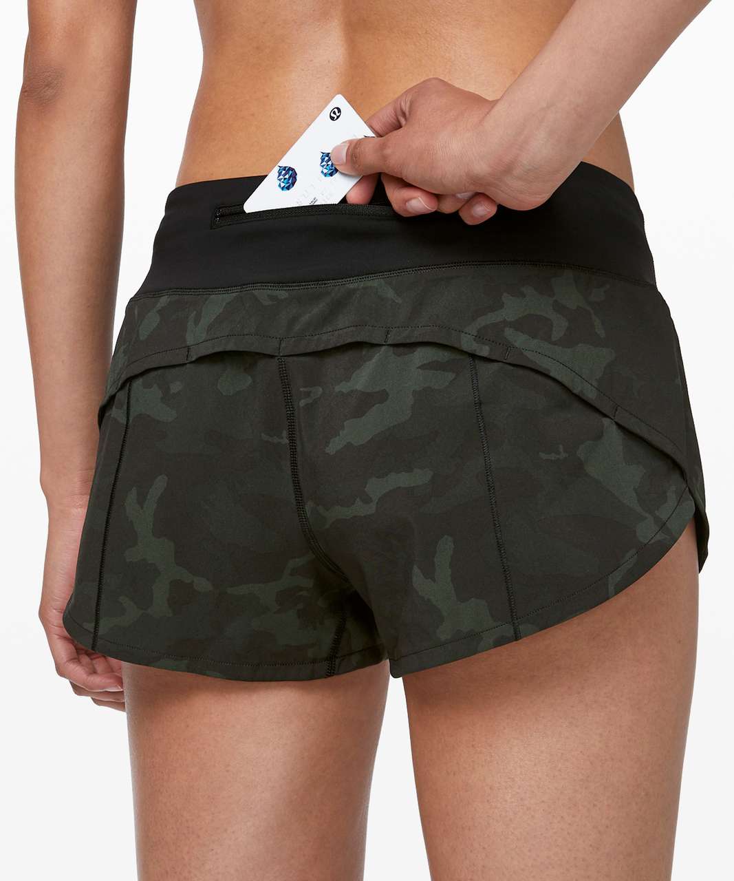 Lululemon Speed Up Short High-rise *2.5 In Incognito Camo Multi Gator Green/black