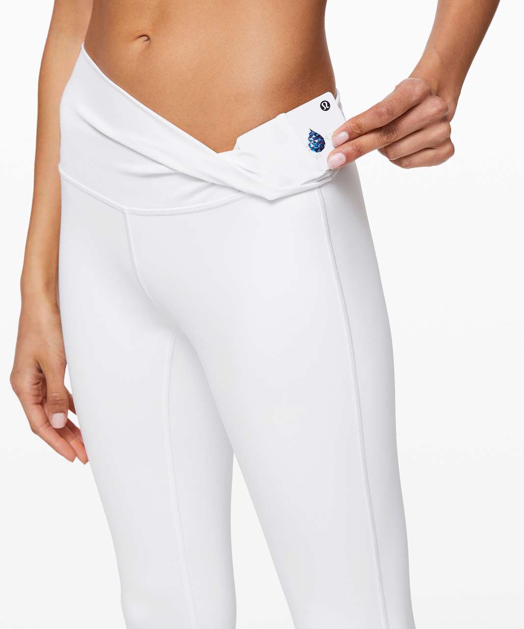 LULULEMON ATHLETICA Solid White Wunder Under HR Crop 21 Lace