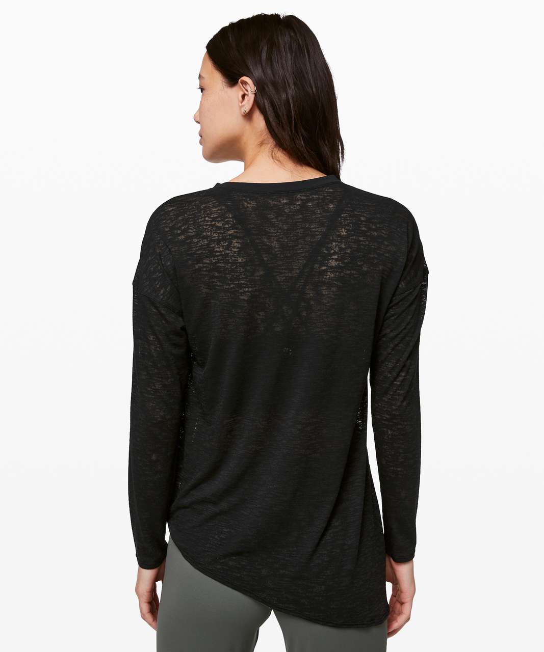 Lululemon Gathered Waist Crew Pullover - Black - lulu fanatics