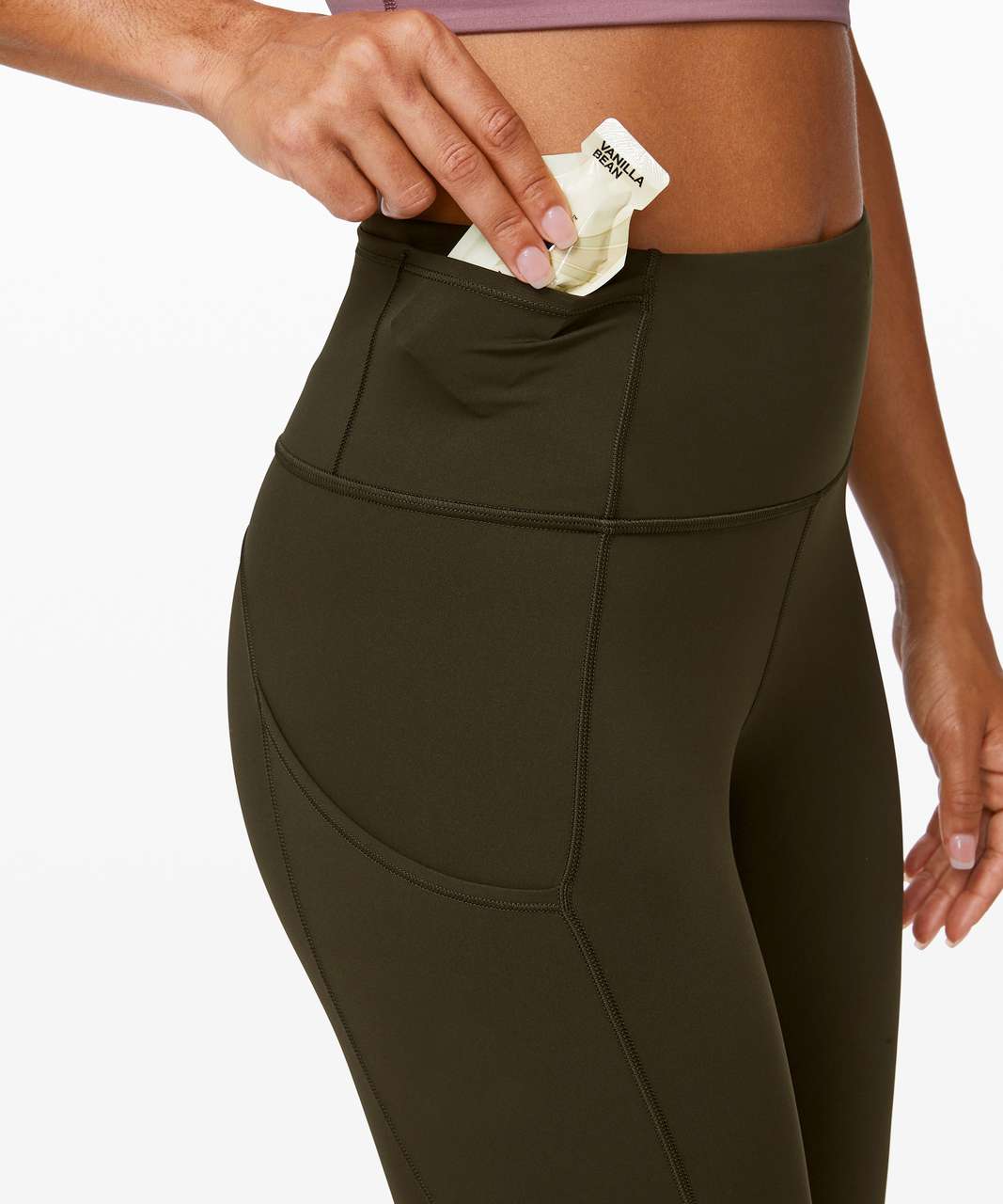 LULULEMON WOMEN'S LEGGING Fast & Free HR Tight 24 *Fleece Dark Olive - Size  L £55.00 - PicClick UK