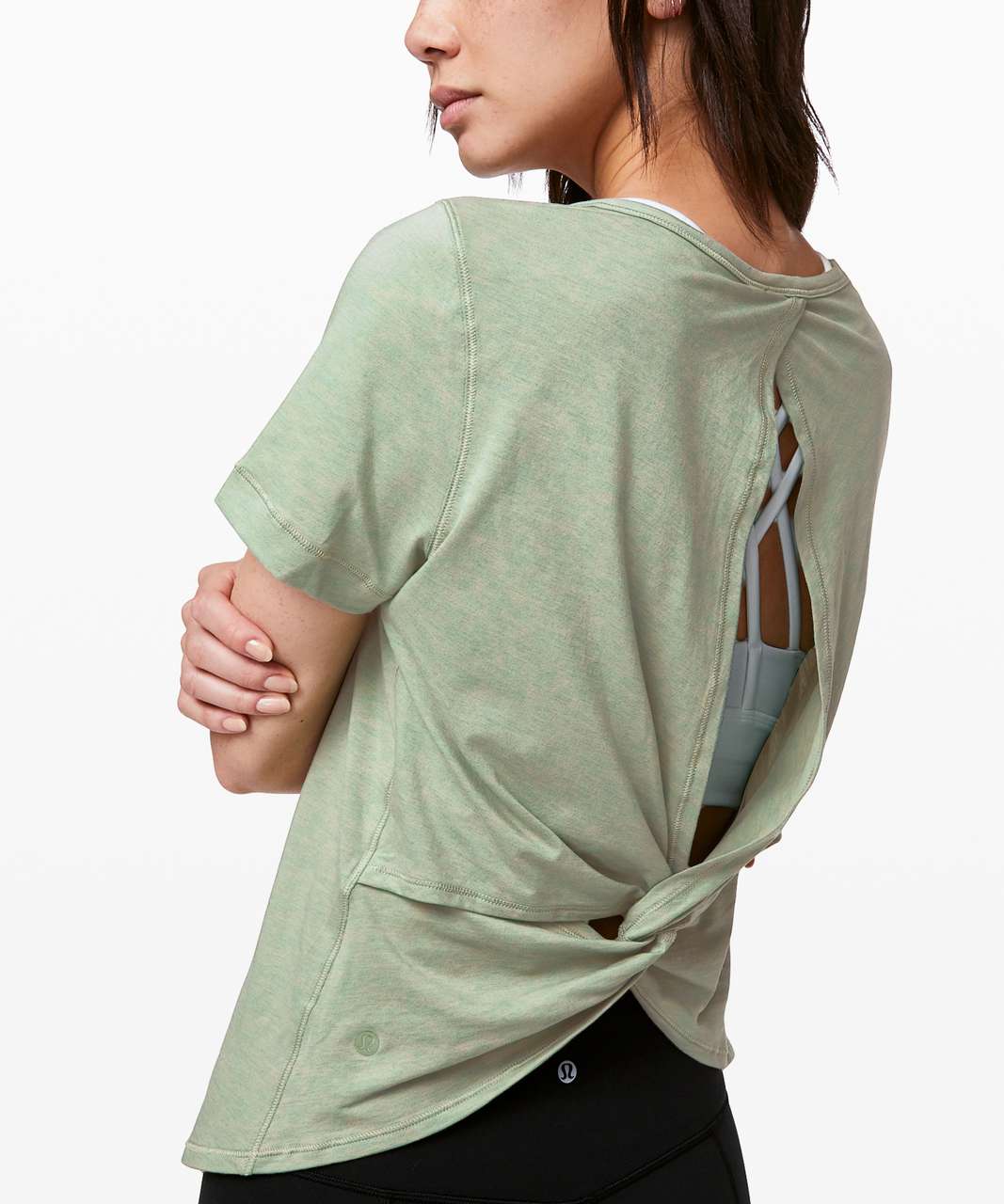 Lululemon Find Your Twist Short Sleeve - Heathered Desert Green - lulu  fanatics