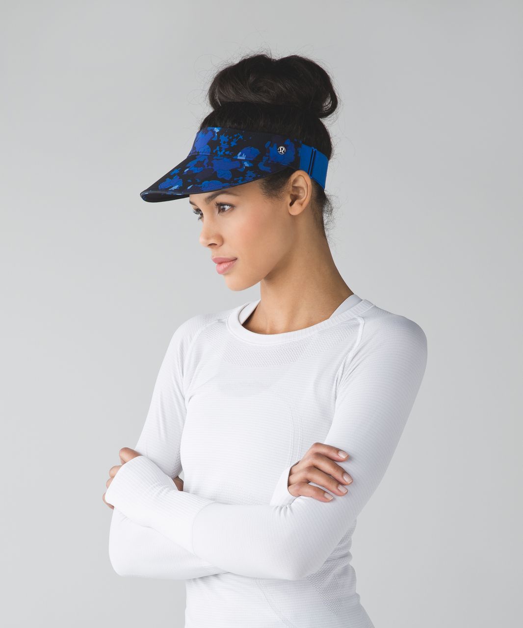 Lululemon Fast Paced Run Visor - Dandy Digie Porcelaine Black / Black