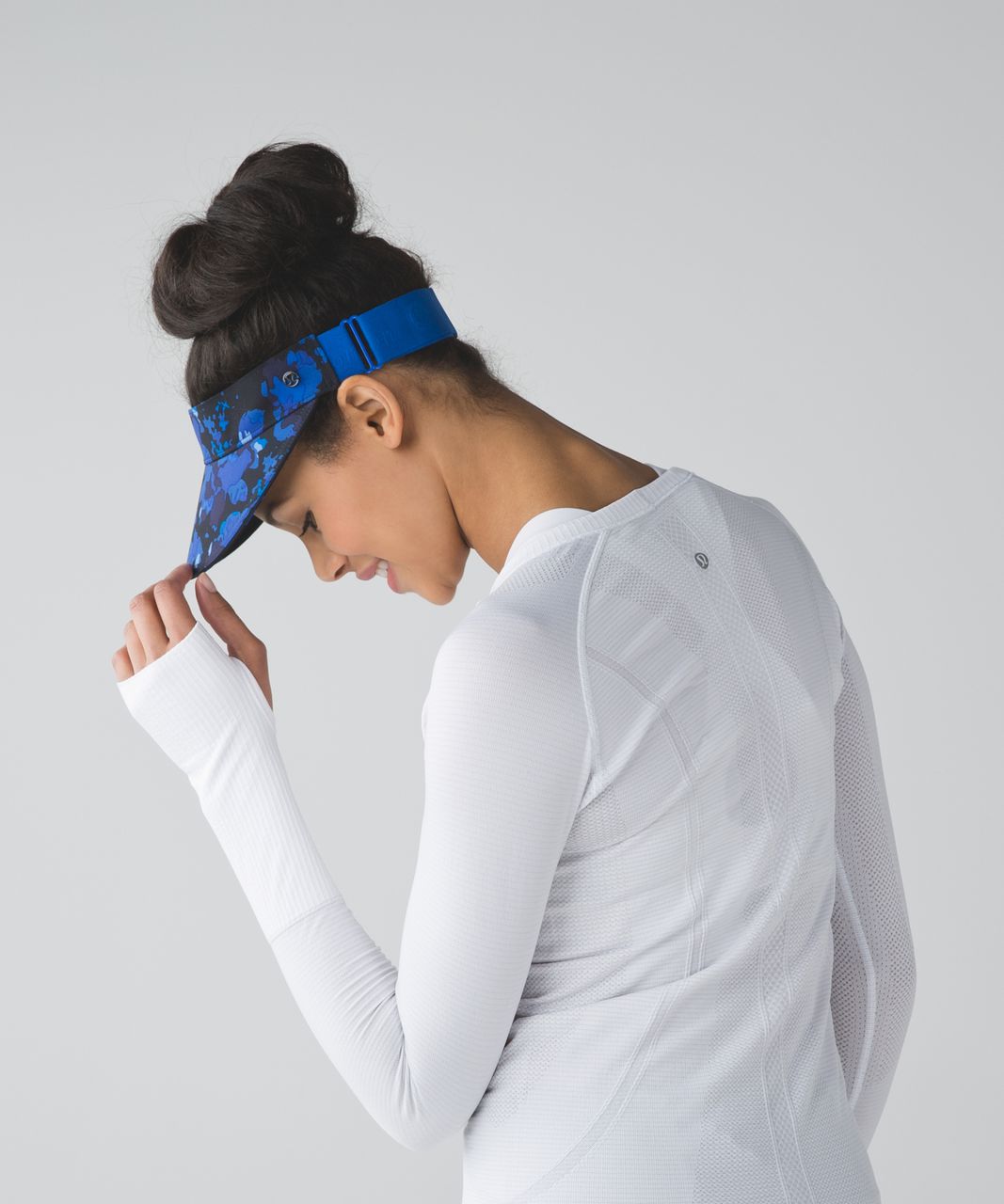 Lululemon Fast Paced Run Visor - Dandy Digie Porcelaine Black / Black