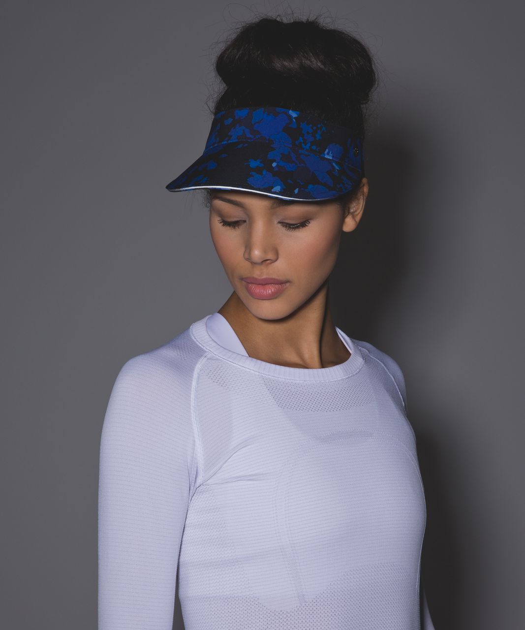 Lululemon Fast Paced Run Visor - Dandy Digie Porcelaine Black / Black