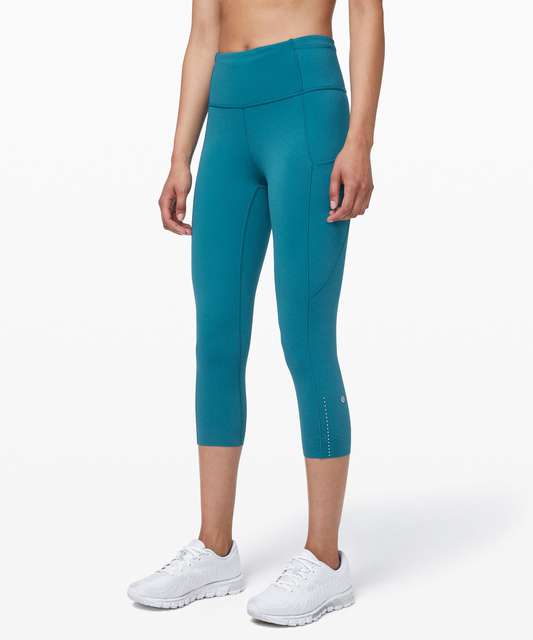 EXCELLENT Lululemon Sz 4 Fast Free Crop 22 Nulux Nocturnal Teal