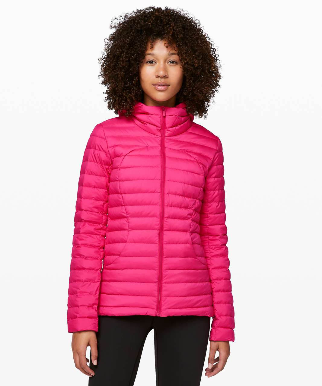 Lululemon Down For It All Jacket Full Zip Hood Size 10 Pink Mist PIMI  26618.