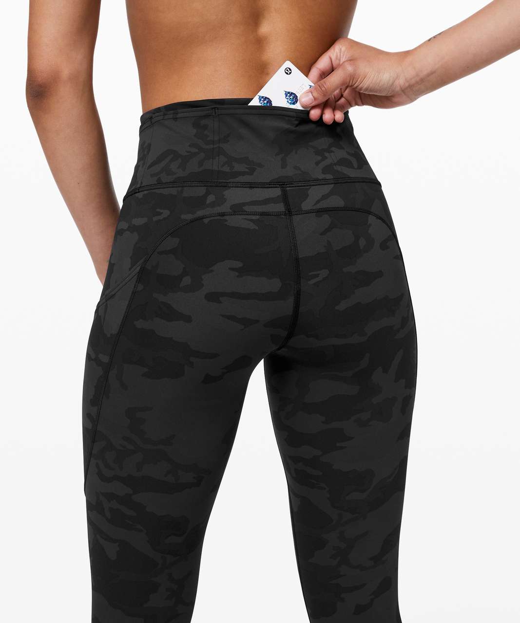 NEW LULULEMON Fast Free 19 Crop 4 Incognito Camo Grey Non